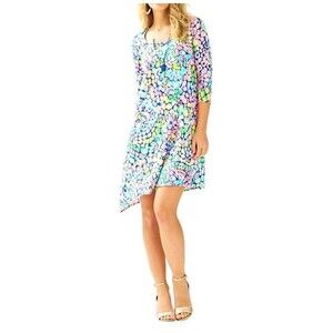 Lilly Pulitzer Ariana Swing Dress Small Gypsy Jungle Print Asymmetric Jersey